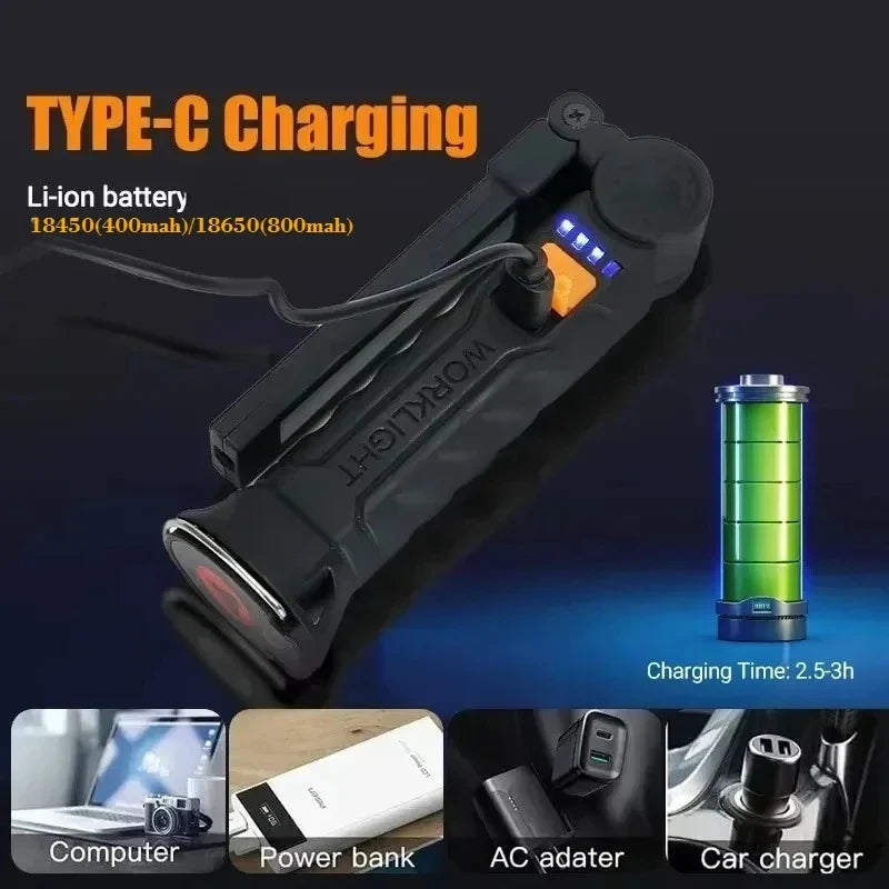 KDULIT Folding Magnetic LED Work Light | Rechargeable Camping