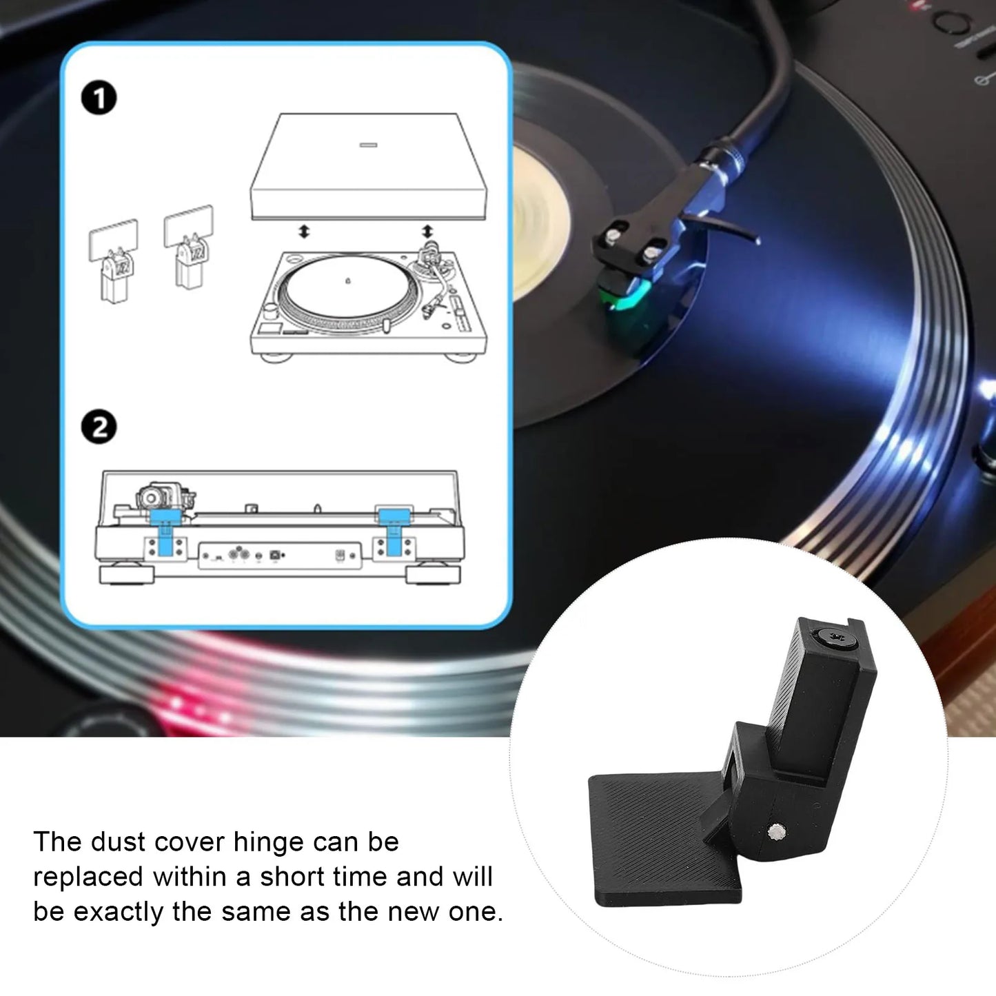 Turntable Dust Cover Hinges for Audio-Technica LP120 LP60X (2pcs)