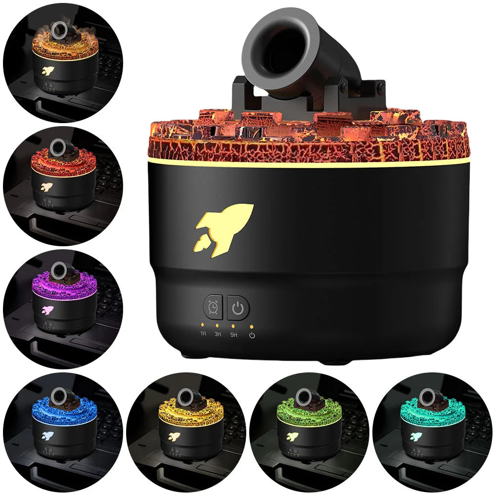 Volcanic Crack Cannon Humidifier Essential Oil Diffuser Aromatherapy 7Colour Gradient Night Light Ultrasound Arome Diffuser Peaceful Pleasures Health and Wellness
