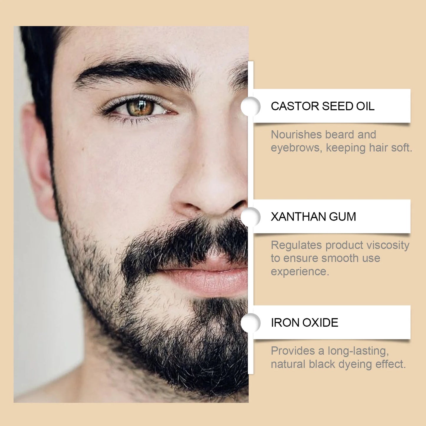 East Moon Men's Beard Dye – Long-Lasting, Gentle Color Formula