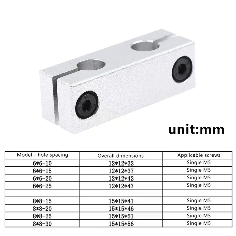 6mm 8mm Aluminum Parallel Clamp – Optical Axis Pipe Connector
