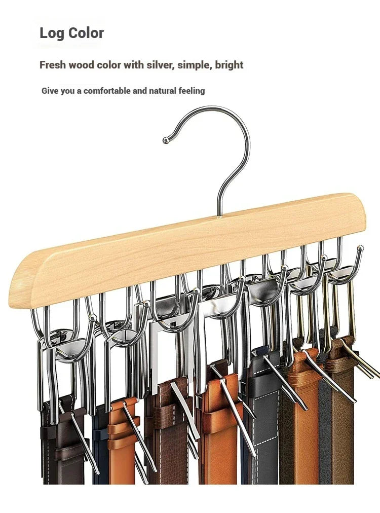 Wooden Belt Rack Women Storage Hangers for Clothes Case Home Wardrobe Accessories Supplly Scarf Organizer Men Tie Belt Hangers Peaceful Pleasures Health and Wellness