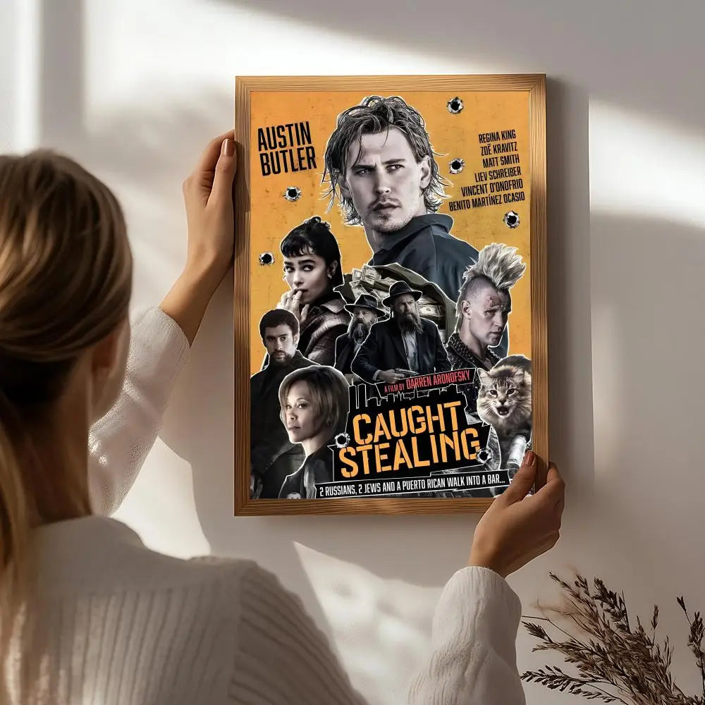 C-Caught Stealing Movie Poster – HD Self-Adhesive Wall Art Movie Wall Poster Peaceful Pleasures Health and Wellness White4 15X20cmNoframe