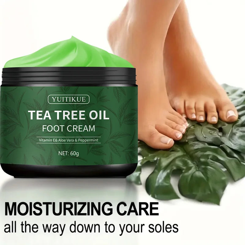 YUITIKUE Tea Tree Oil Foot Cream - Vitamin E Aloe Vera Peppermint Foot Care Moisturizing Cream for Dry Feet Peaceful Pleasures Health and Wellness
