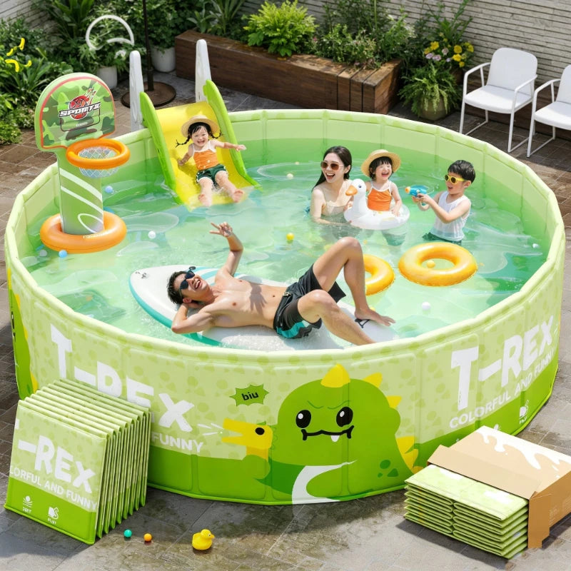 Non Inflatable Foldable Swimming Pool Foldable Frame Pool Summer Water Party Pool Pet Bathing Tub Fold Up Pool For Games Baby Peaceful Pleasures Health and Wellness