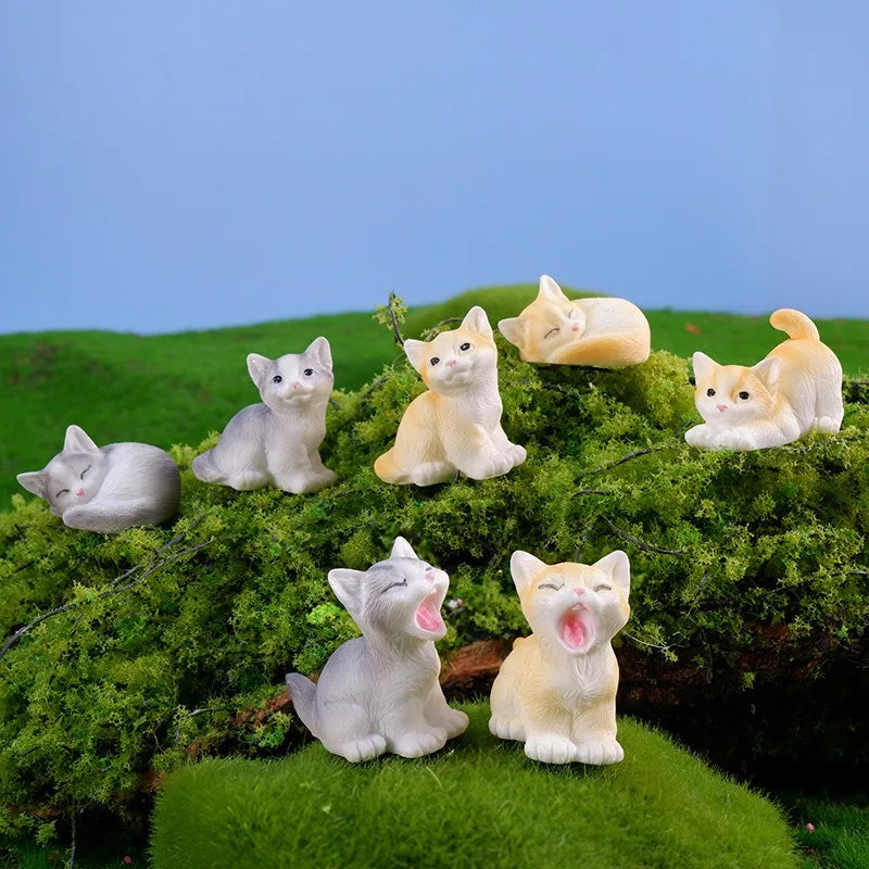 1PC Animal Miniature Fairy Garden Doll House Decoration DIY Micro Landscape Resin Cat Ornament Kitten Figurine Home Decor Peaceful Pleasures Health and Wellness