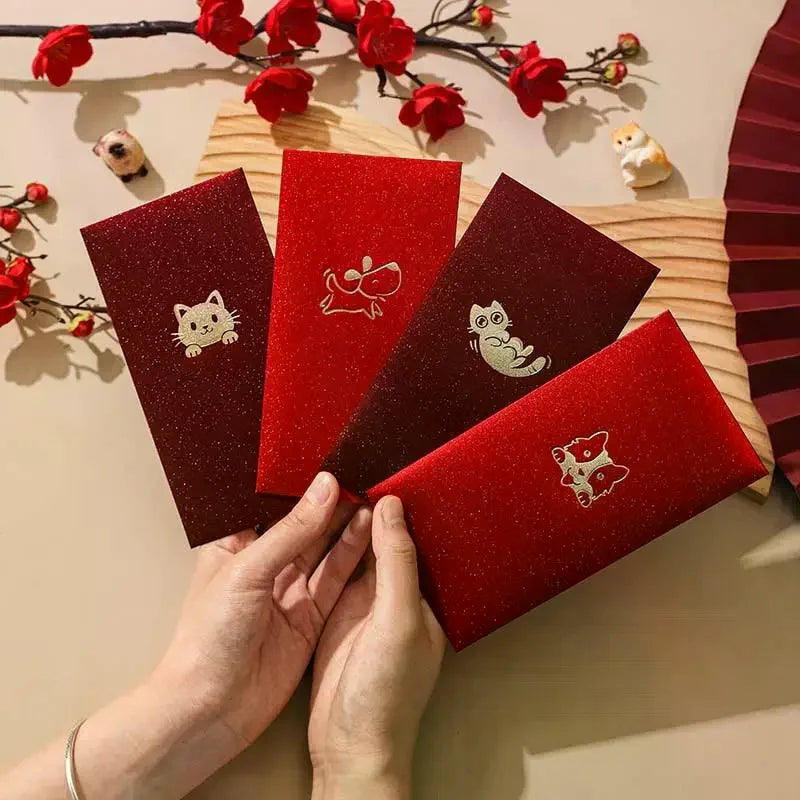 6-Pack Hot Stamping Lucky Money Red Envelopes – Birthday & Wedding