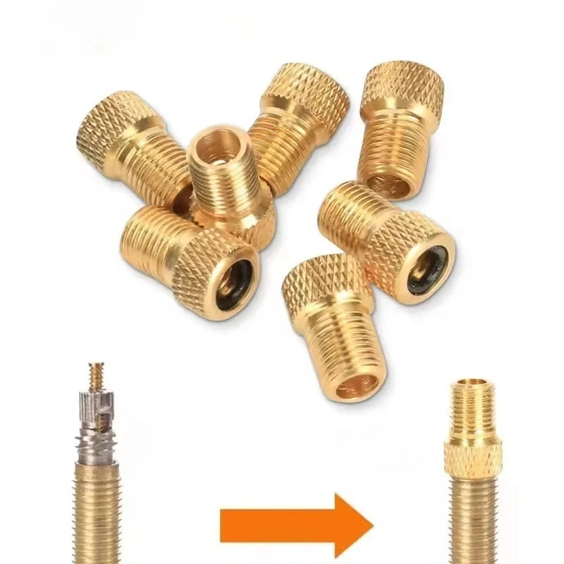 Copper Golden Bike Tire Valve Adapter – F/V to A/V Converter Bike Valve Adapter Peaceful Pleasures Health and Wellness