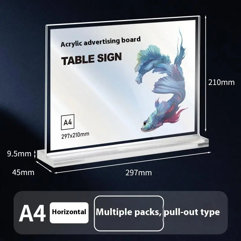 Acrylic Sign Holder A4/A5/A6 Desk Menu & Price Display Stand
