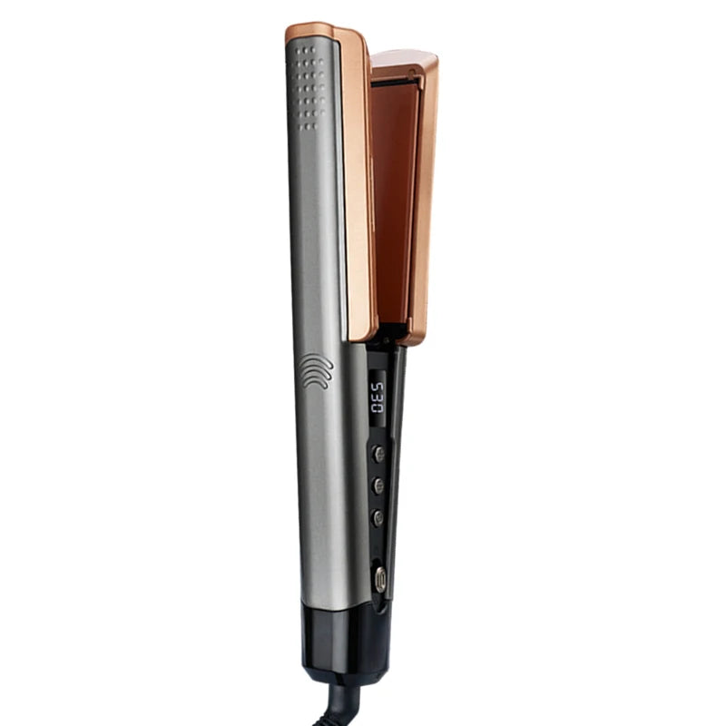 Ceramic Electric Digital Display Hair Straightener Brush Flat Iron for Dry & Wet Use Household & Hotel Use Peaceful Pleasures Health and Wellness GRAY 100V-240V EU Plug