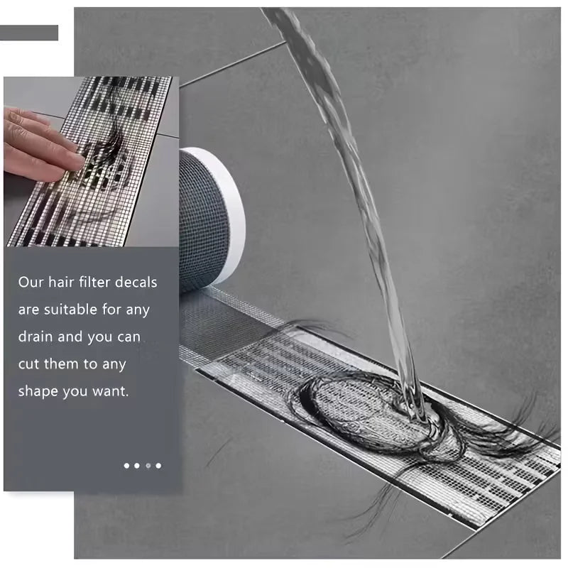 5m Cutable Shower Drain Hair Catcher Self-adhesive Floor Stickers