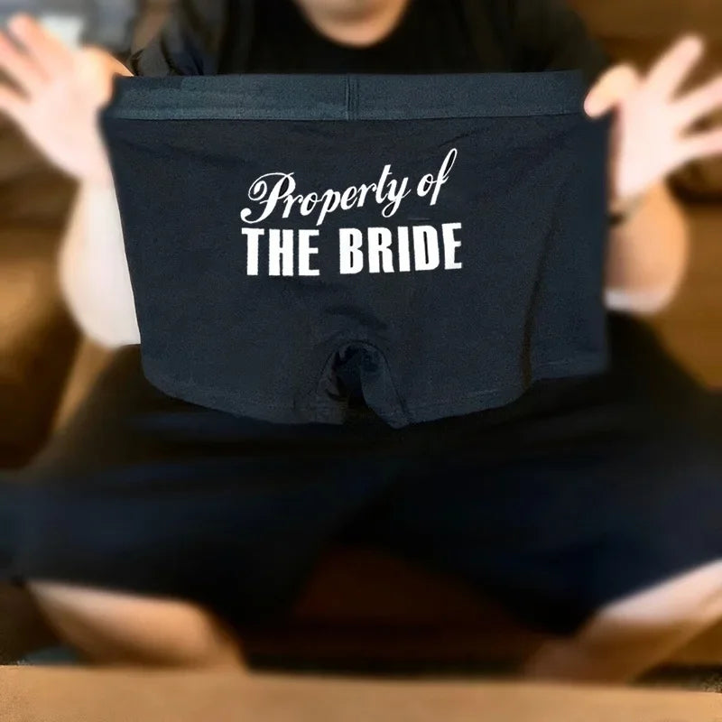 Property of The Bride Boxer Briefs | Funny Groom Gift Novelty Boxer Briefs Peaceful Pleasures Health and Wellness