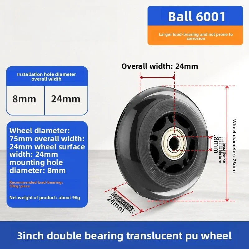 4Pcs Silent Luggage Wheel Replacement Casters 40–100mm Sizes