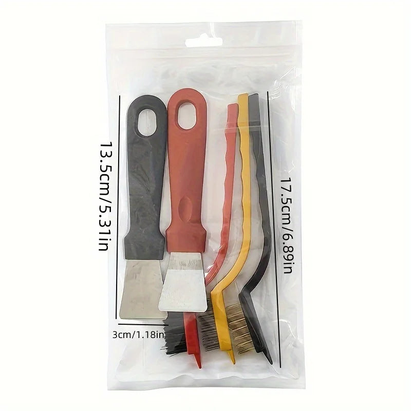 5-Piece Kitchen Cleaning Brush & Scraper Set | Stove & Hood