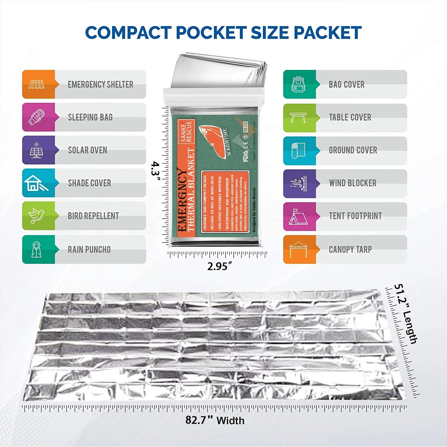 Hypothermia rescue first aid kit camp keep foil mylar lifesave warm heat bushcraft outdoor thermal dry emergent blanket survive Peaceful Pleasures Health and Wellness