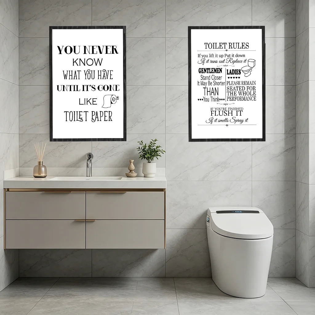 Nordic Funny Bathroom Canvas Wall Art | Toilet Quote Poster Canvas Wall Art Peaceful Pleasures Health and Wellness