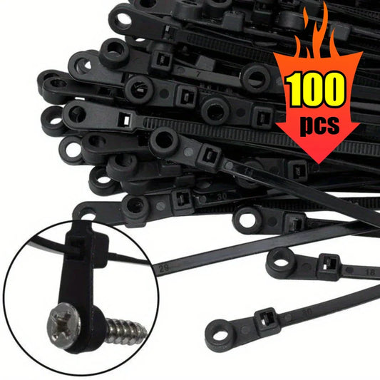 100pcs Nylon Cable Ties with Screw Hole – Self-Locking Zip Ties Nylon Cable Ties Oasis Select
