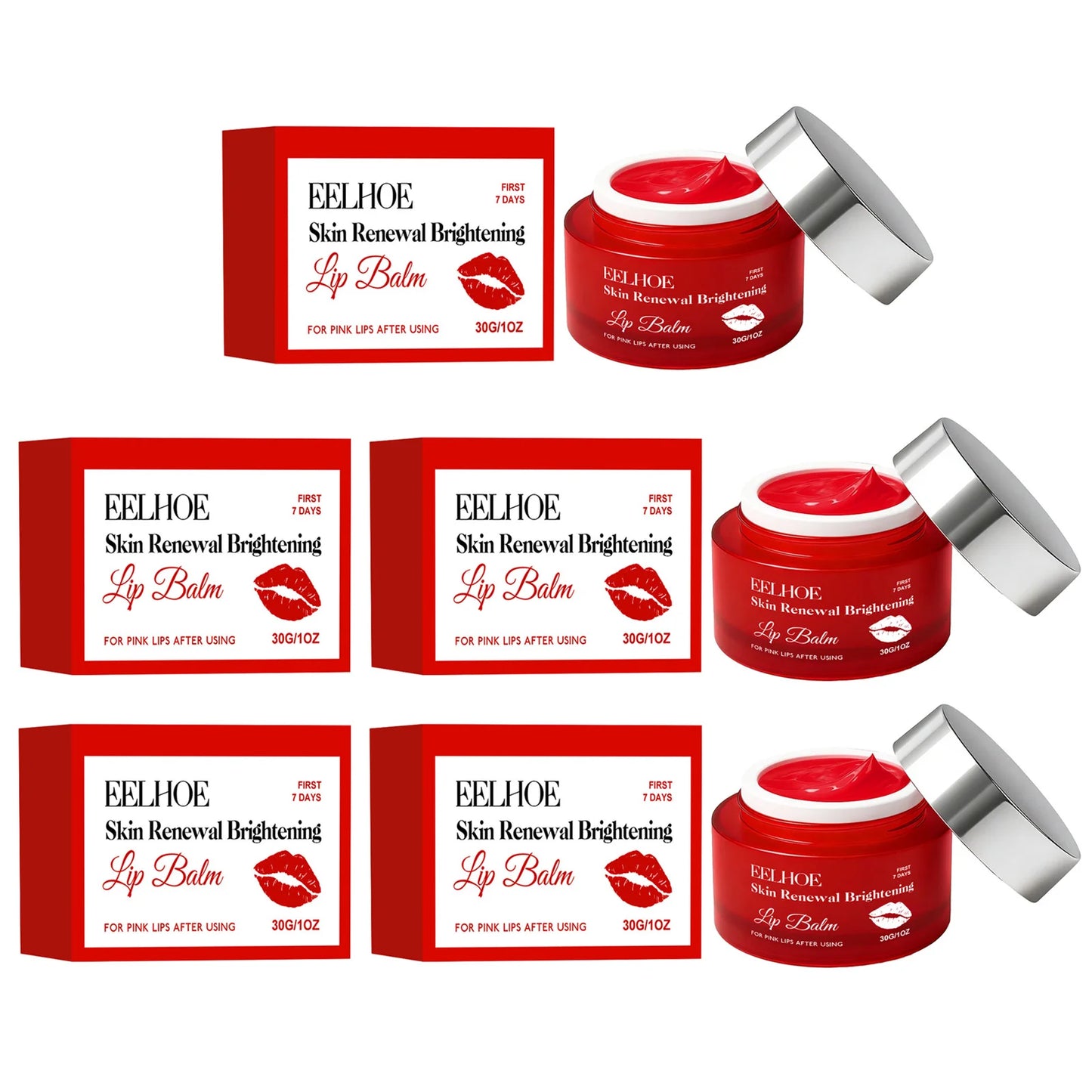 Hydrating Lip Balm Fading Lip Lines Reduce Dryness Lighten Pigmentation Brightening Moisturizing Soft Plump Pink Lips Care Cream Peaceful Pleasures Health and Wellness 5 x 30G Boxed
