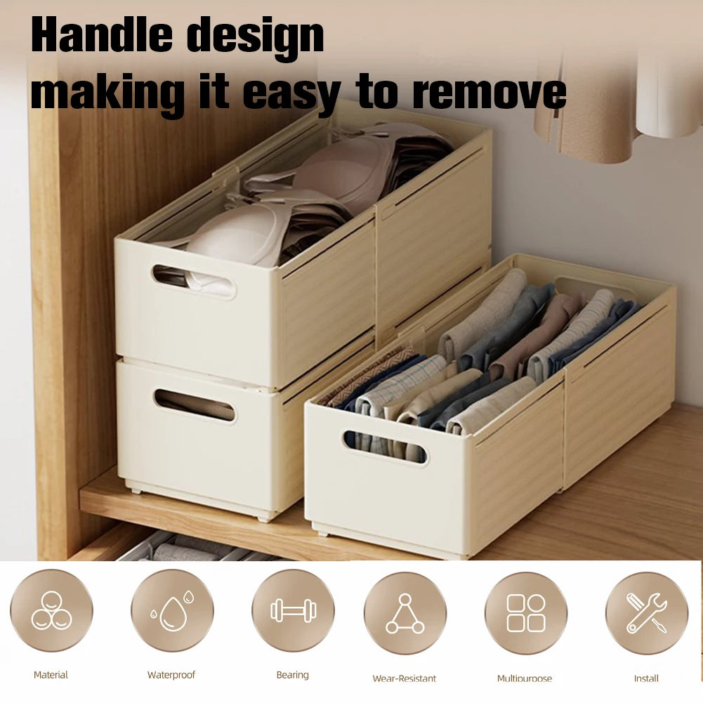2-Pack Expandable Stackable Drawer Organizer Bins with Handles