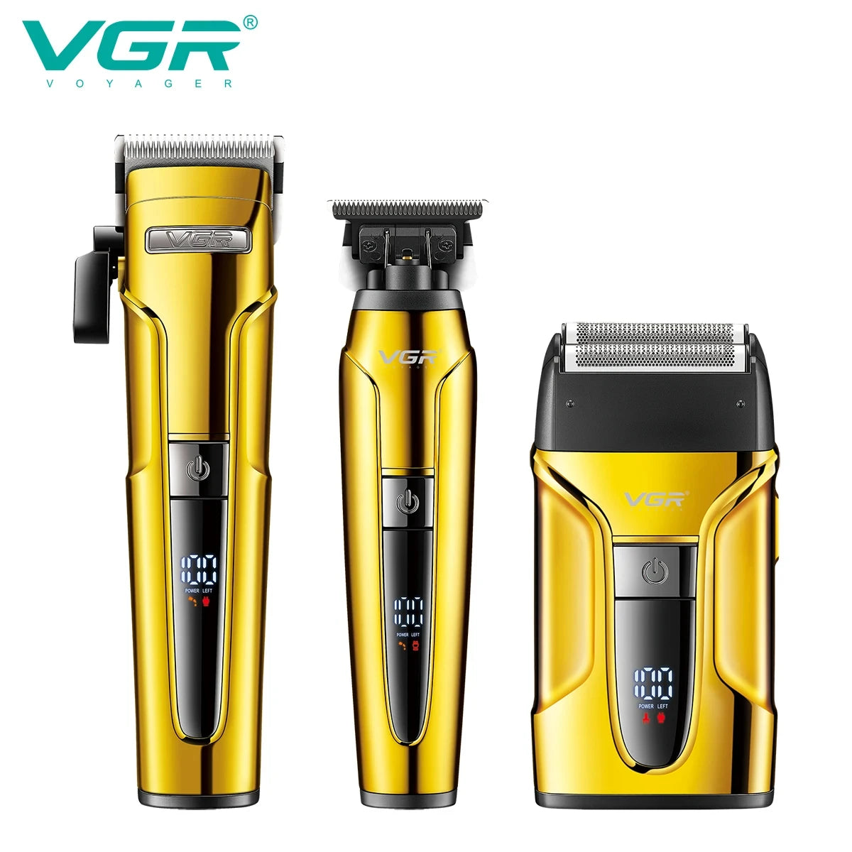 VGR 3-in-1 Hair Trimming Set Professional High end Electric Push Clipper Oil Head Carving Pusher LED Reciprocating Shaver V-694 Peaceful Pleasures Health and Wellness