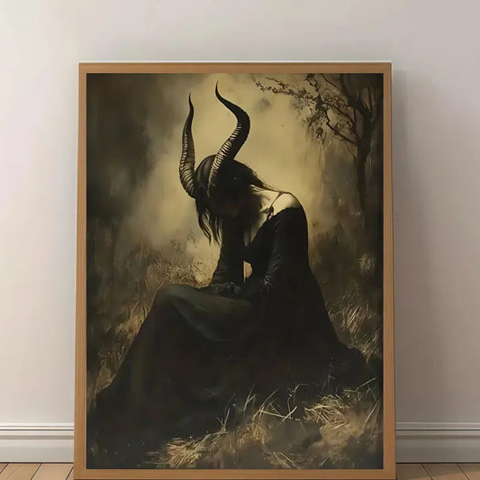 1pc Frameless Canvas Print - Victorian Gothic Witch Dark Academia Wall Art, Home Decoration, Indoor Wall Art Dark Academia Decor Peaceful Pleasures Health and Wellness