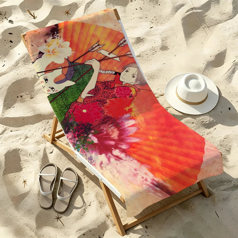 Natsume Yuujinchou Anime Cat Quick-Dry Beach Towel | 11 Sizes Anime Beach Towel Peaceful Pleasures Health and Wellness