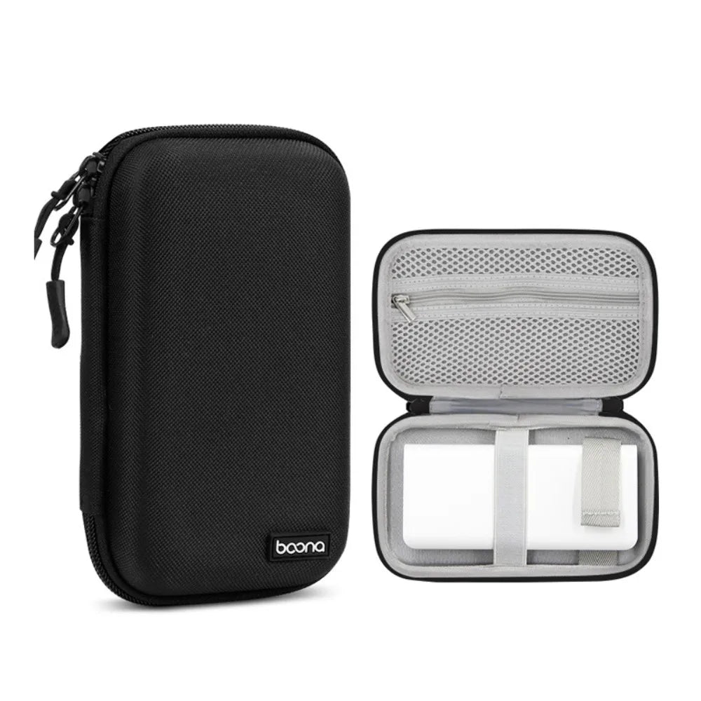 Hard EVA Power Bank Storage Bag Large Capacity Dust Proof Cable Organizer Pouch Shockproof Multi-Function Peaceful Pleasures Health and Wellness black small