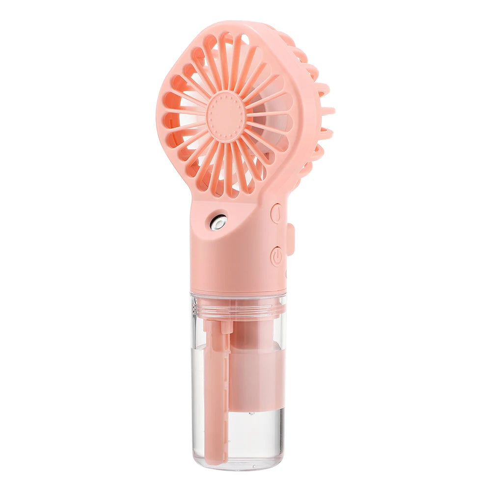 Handheld Spray Fan USB Personal Summer Cooling Fan Humidifiers Spray Hydration Fan 4 Speed Standing Fan For Camping Outdoor Peaceful Pleasures Health and Wellness Pink