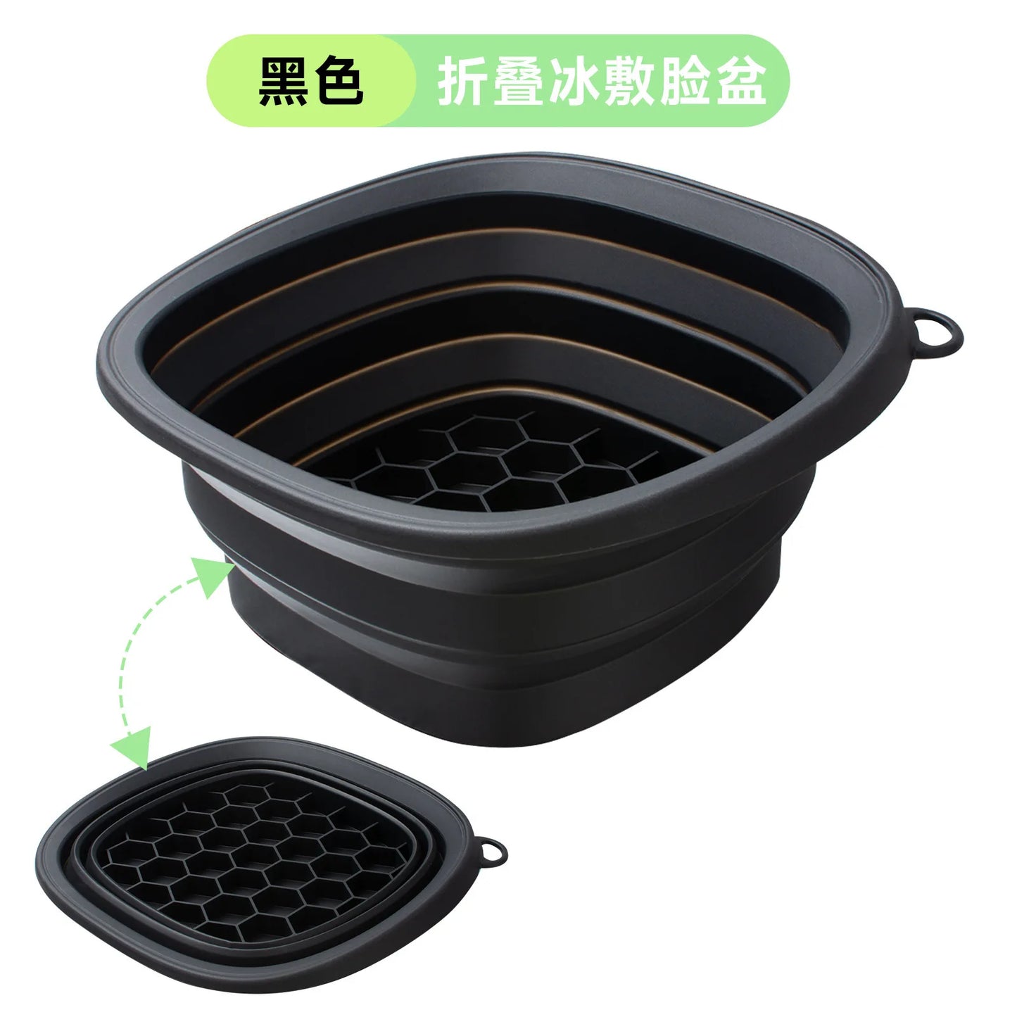 Foldable Face Ice Bath Bowl Facials Plunge Washbasin Silicone Portable Travel Home Skincare Ice Facials Bath Peaceful Pleasures Health and Wellness Black