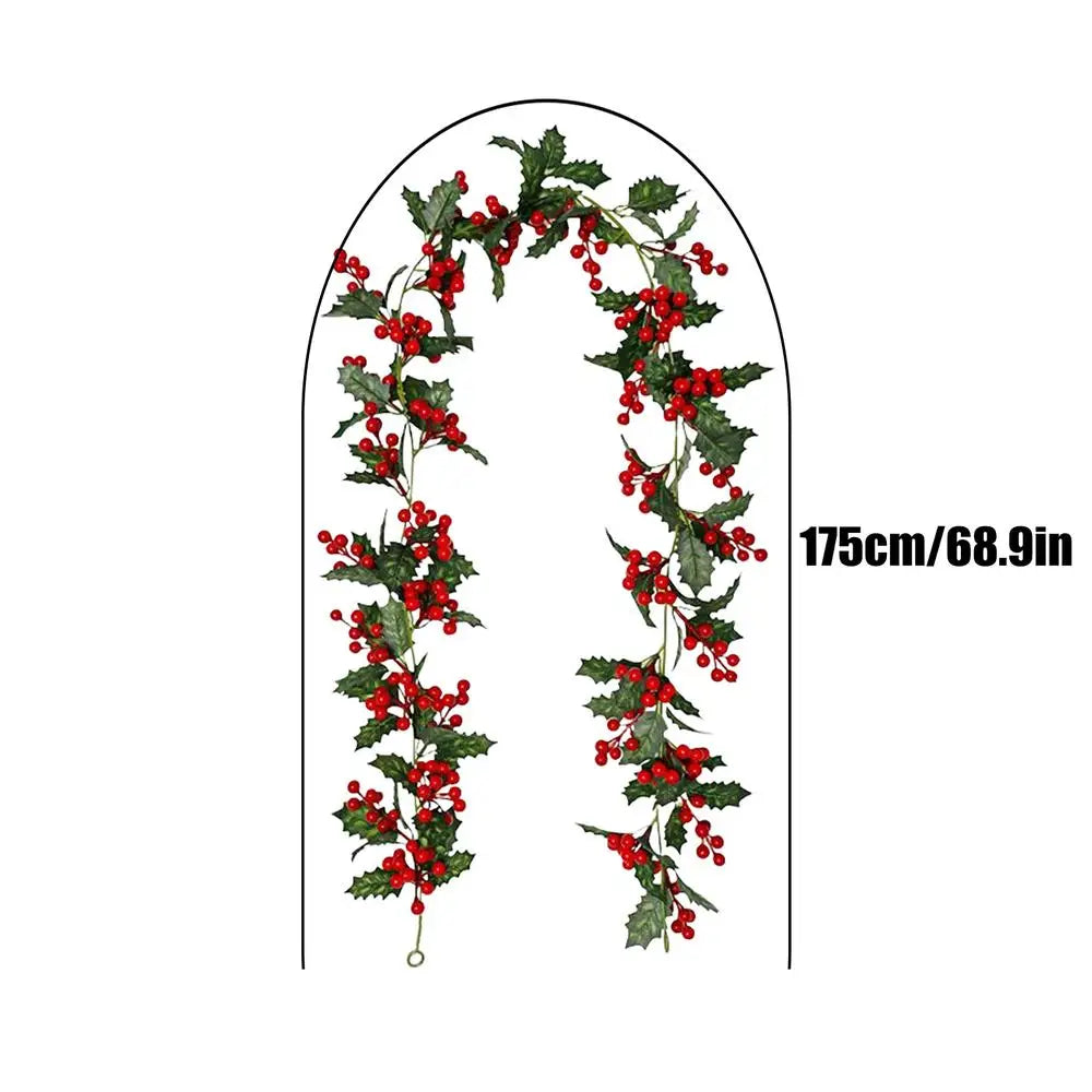 5.7 Ft Artificial Christmas Garland with Berries – Indoor & Outdoor