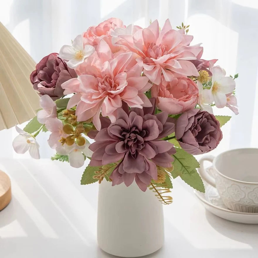 Silk Dahlia & Peony Artificial Flowers for Weddings & Decor