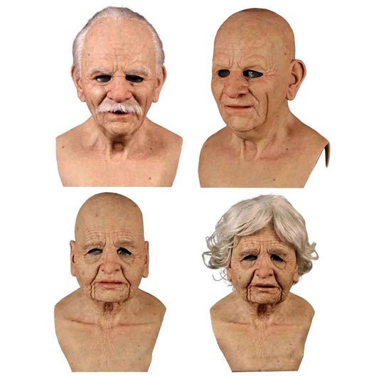 Grandpa Grandma Full Head Latex Mask | Halloween Cosplay Prop Halloween Costume Mask Peaceful Pleasures Health and Wellness