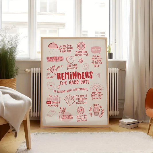 Minimalist Red Affirmations Mental Health Canvas Wall Art Print Canvas Wall Art Peaceful Pleasures Health and Wellness G4725 30x40cm Unframed