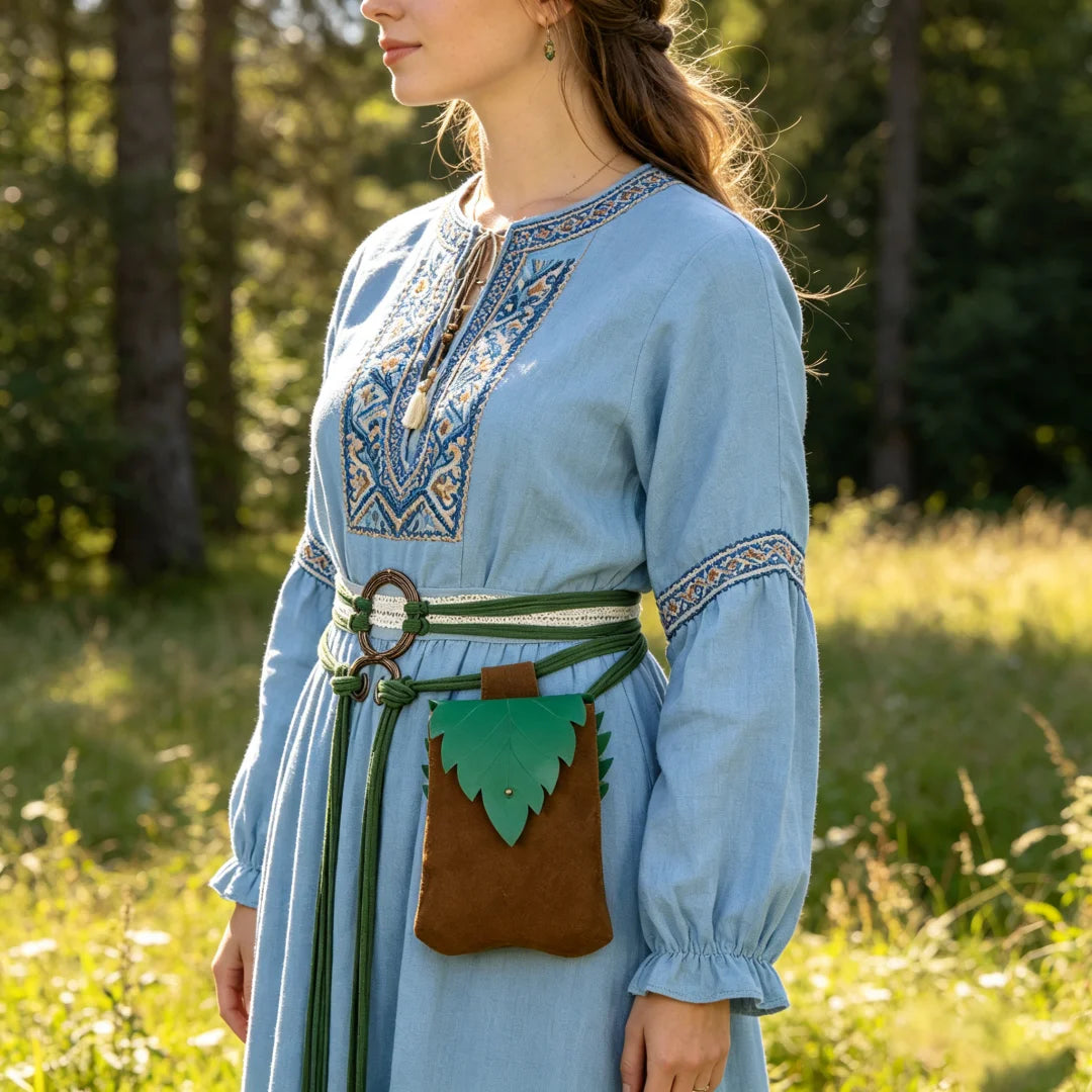 Medieval Waist Bag Retro PU Leather Elf Leaf Copper Coin Belt