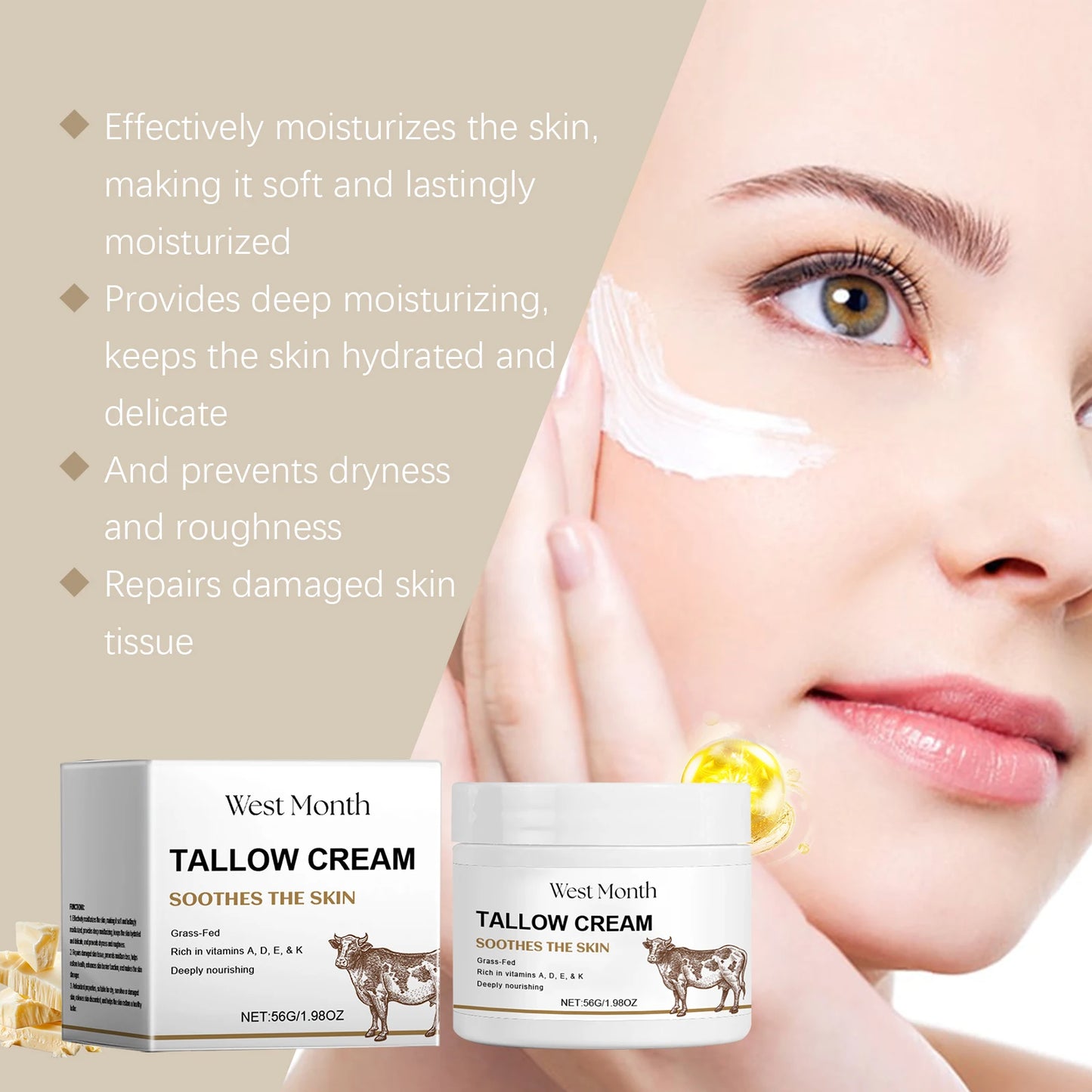 Tallow Face Cream – Anti-Aging, Firming & Moisturizing 56g