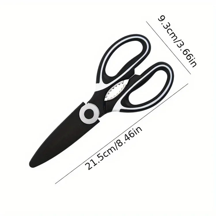 Stainless Steel Multifunctional Kitchen Scissors & Meat Shears Kitchen Shears Peaceful Pleasures Health and Wellness black