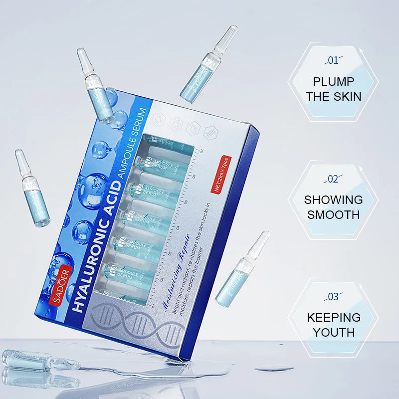 Sadoer Skin Care Hyaluronic Acid Liquid Serum Facial Moisturizing Lifting Glow Up Dermapen Serum 2ml*7Pcs Peaceful Pleasures Health and Wellness