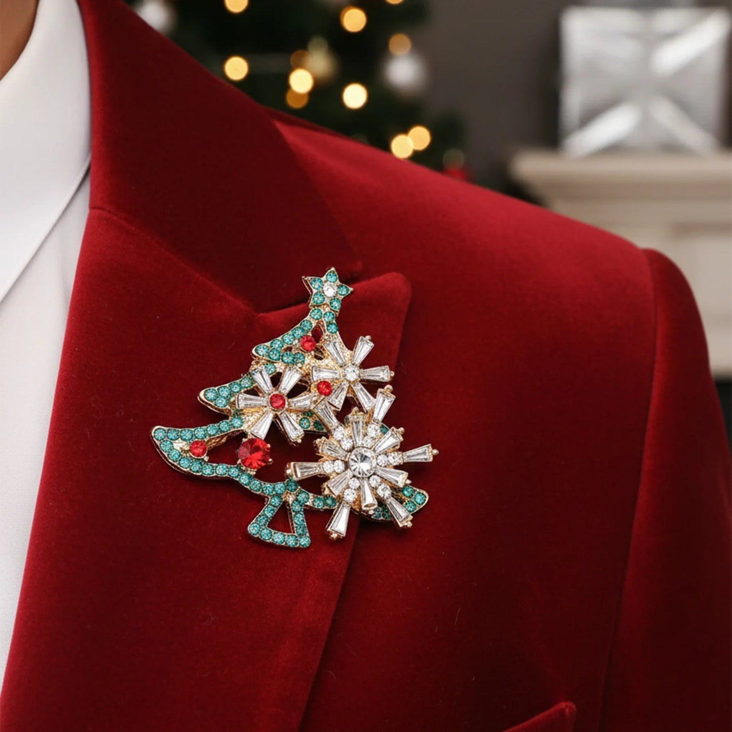 Santa Claus Christmas Tree Brooch Vintage Alloy Pin Badge for Clothes Hats Bags Christmas Party Decorations Peaceful Pleasures Health and Wellness