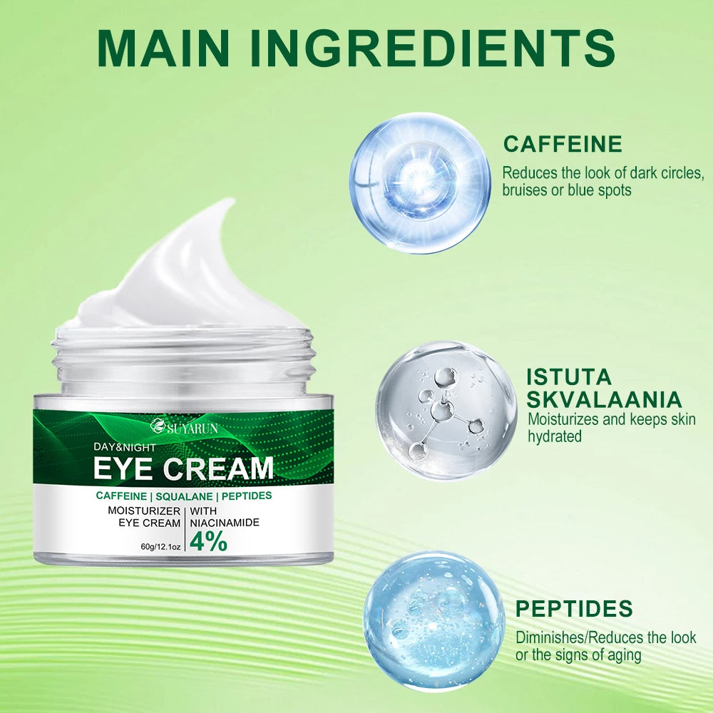 SUYARUN Anti-Aging Eye Cream Niacinamide & Plant Squalane Dark Circle Treatment, Wrinkles Reduction, Hydrating Care.-Glass Jar- Peaceful Pleasures Health and Wellness