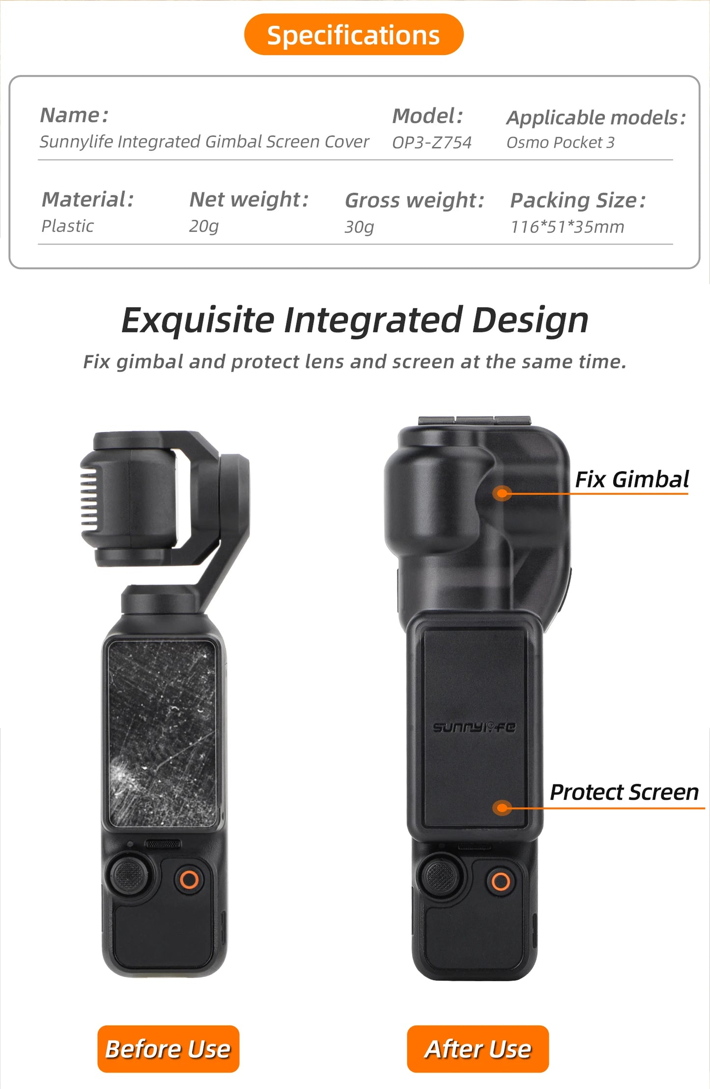 Protective Cover For DJI Pocket 3 Protective Cover Camera Lens Screen Protective Case Accessories All-Around Protection Cover Peaceful Pleasures Health and Wellness
