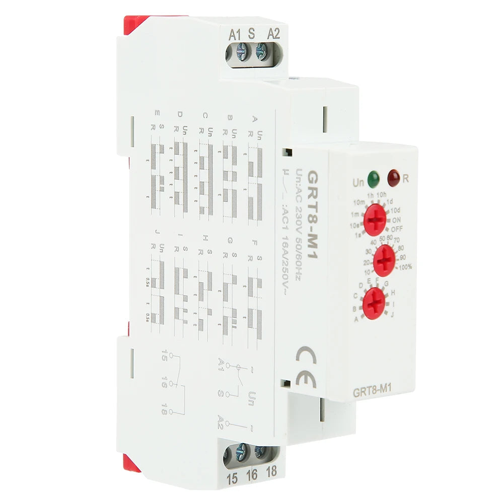 Delay Relay GRT8 M1 Multifunctional Time 10 Functions DIN Rail Mount