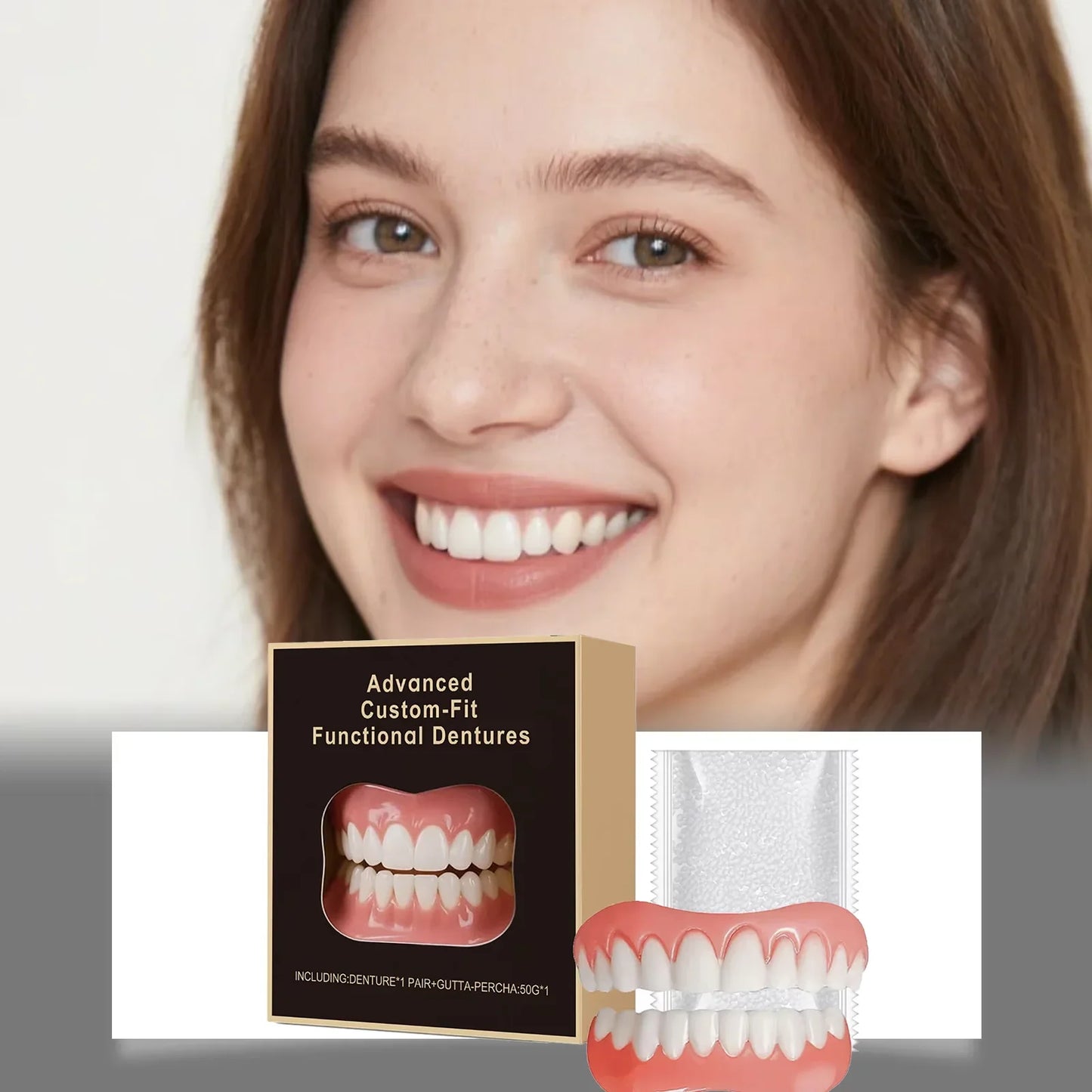 Silicone Denture Kit – Soft Fake Teeth Upper & Lower Veneers