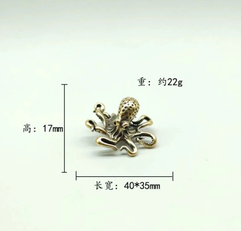 Brass Octopus Figurine - Antique Copper Desk Ornament Peaceful Pleasures Health and Wellness
