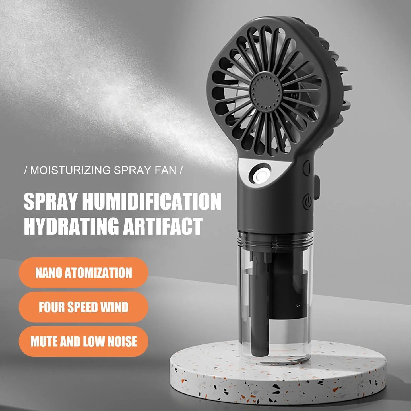Portable Mini Misting Fan | USB Rechargeable, 4 Speeds