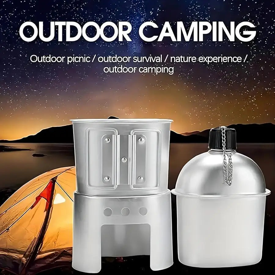 Large-capacity Water Bottle New Aluminum Water Canteen Cup with Storage Bag Outdoor Camping Hiking Travel Portable Water Bottle Peaceful Pleasures Health and Wellness
