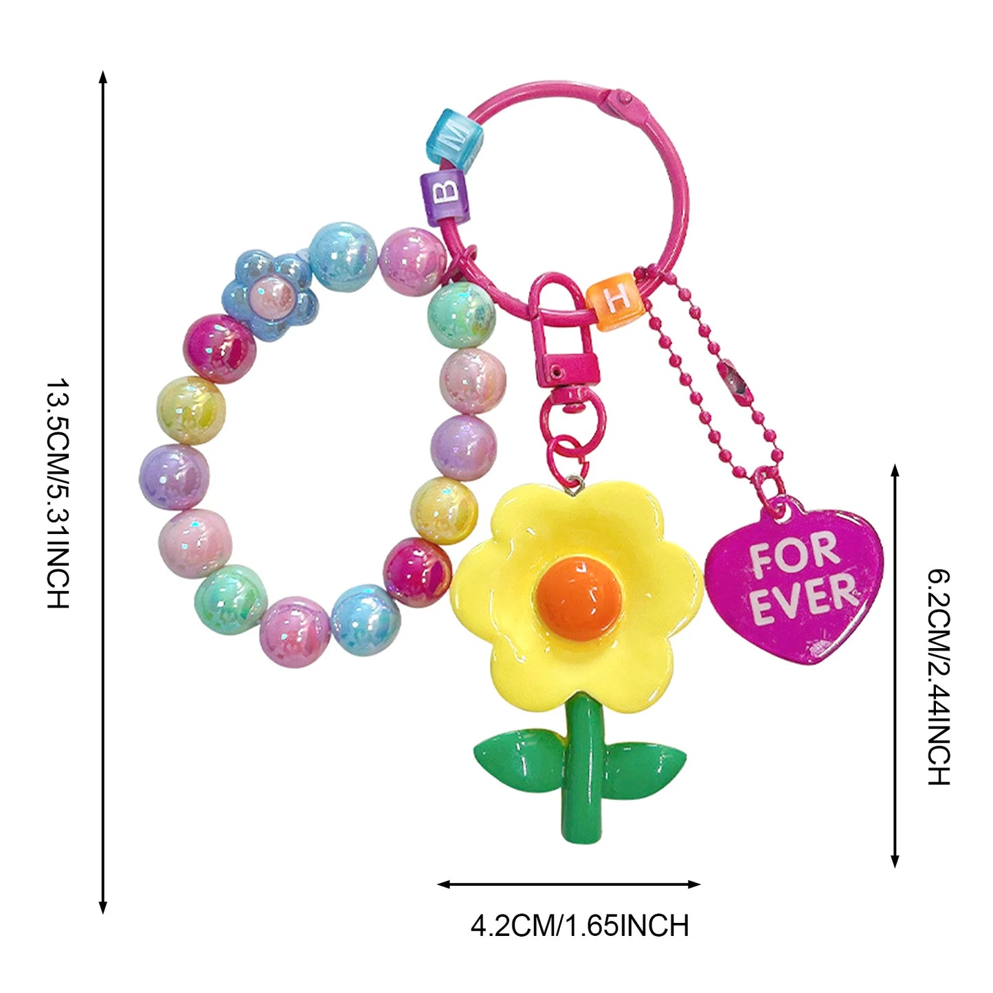 1Pcs/lot Portable Cute Keychain Colorful Beads Keychain Handmade Beaded Wristlet Lanyard Bracelet for Kids Men Woman Boys Girls Peaceful Pleasures Health and Wellness