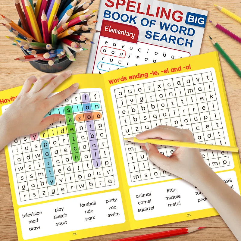32 Pages Word Search Puzzle Book Spelling Big Advanced Elementary