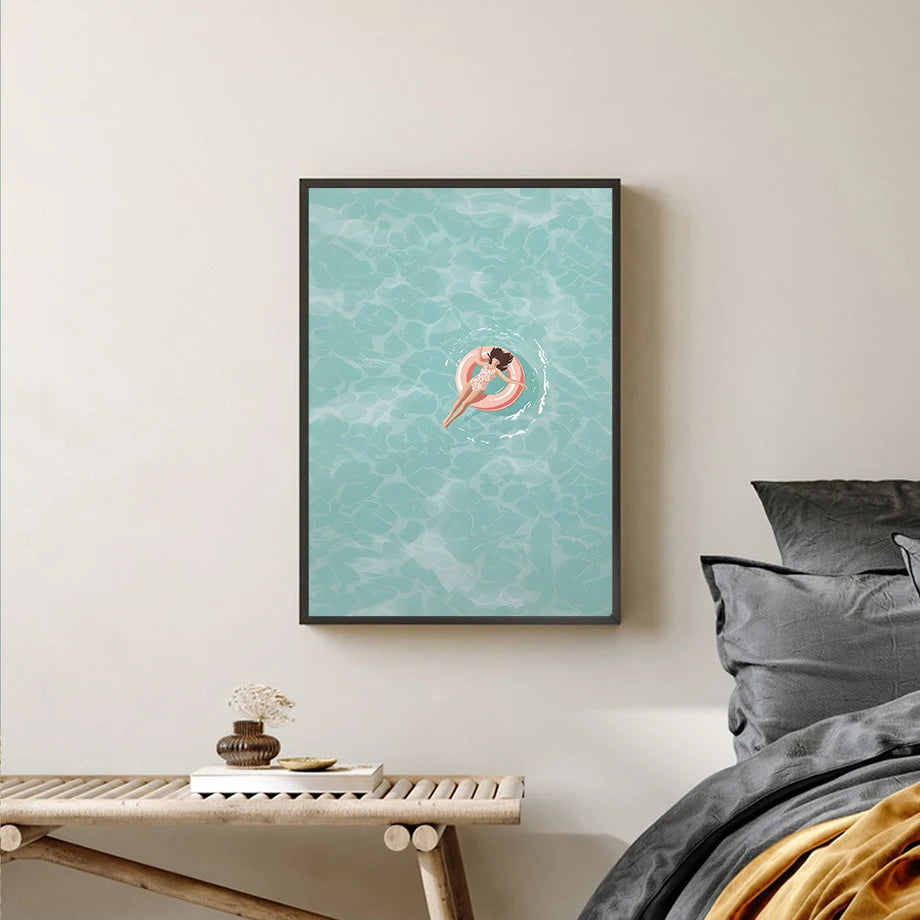 Watercolor Beach Holiday Canvas Wall Art | Nordic Poster