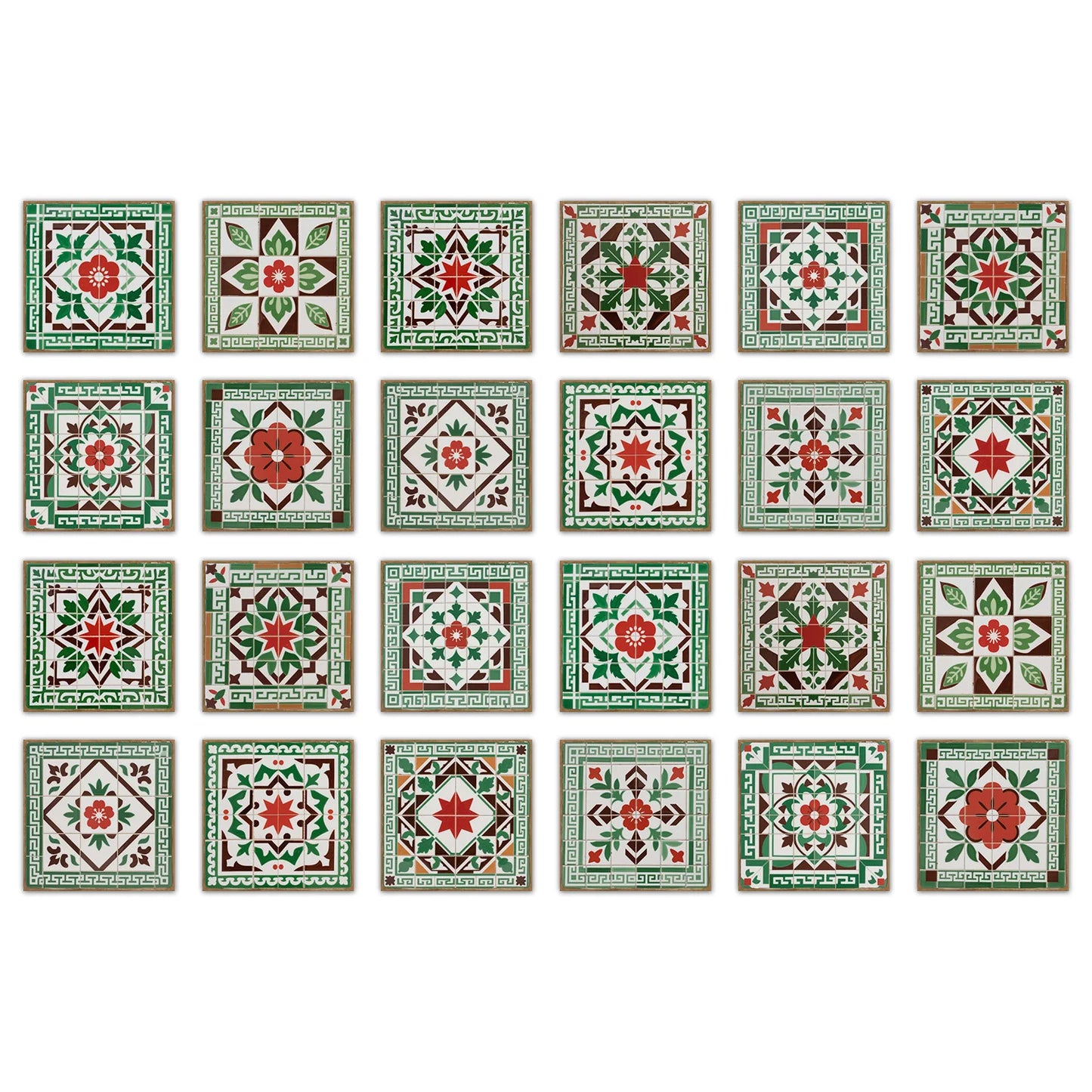 24 pieces European style flower tiles wall stickers Self-adhesive kitchen bathroom decorative ceramic tiles stickers glossy crys Peaceful Pleasures Health and Wellness NHZ39 20X20cm 24PCS