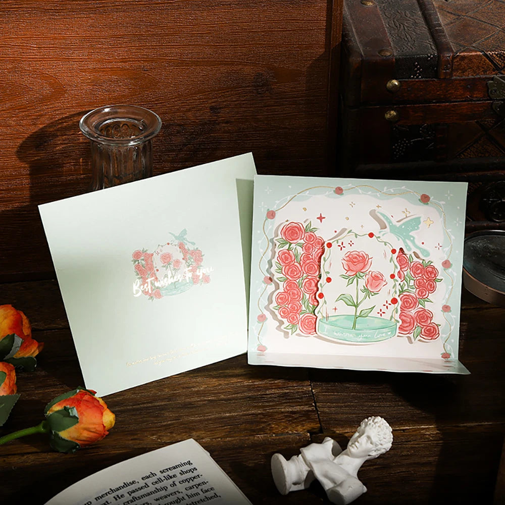 Stamping Rose Three-dimensional Greeting Card Individually Packaged
